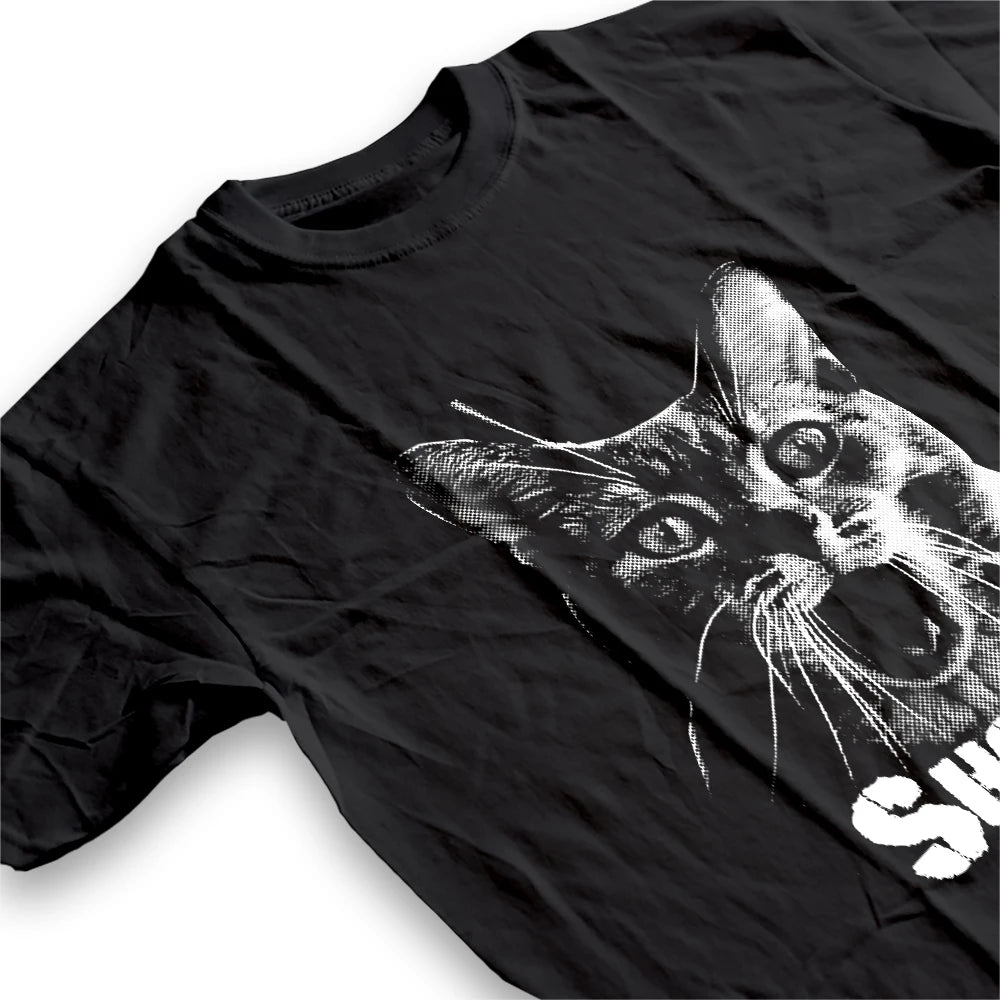 Shocked Cat Graphic T-Shirt | Funny "SHOCK" Cat Meme Tee | 100% Cotton Unisex
