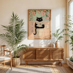 Japanese Style Black Cat Bathroom Wall Art | Set of 3 Funny Cat Toilet Prints