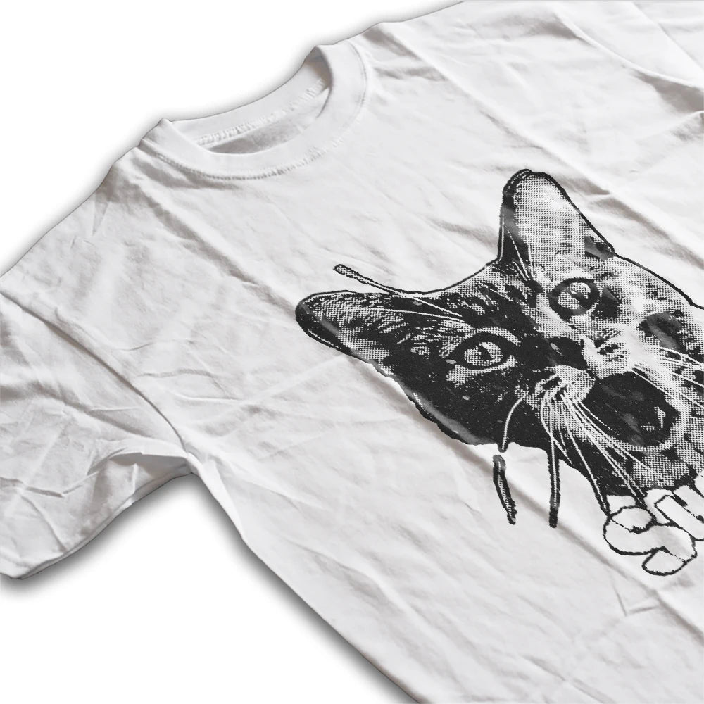 Shocked Cat Graphic T-Shirt | Funny "SHOCK" Cat Meme Tee | 100% Cotton Unisex