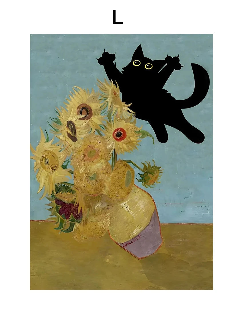 Masters & Cats Fine Art Canvas Print VIII | Matisse Monet Van Gogh Inspired