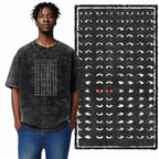 Cat Eyes Acid Wash T-Shirt | Creepy Glowing Red Eye Cat Pattern Graphic Tee | Dark Streetwear Unisex