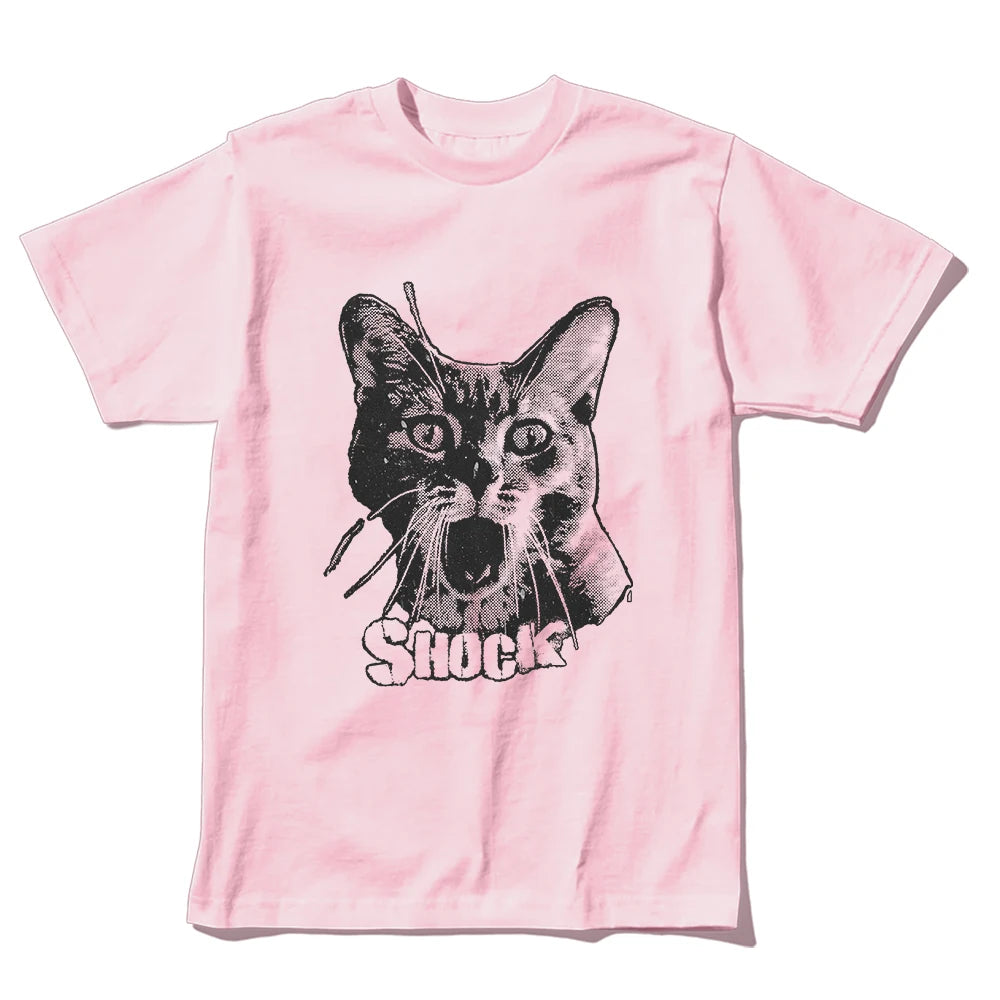 Shocked Cat Graphic T-Shirt | Funny "SHOCK" Cat Meme Tee | 100% Cotton Unisex