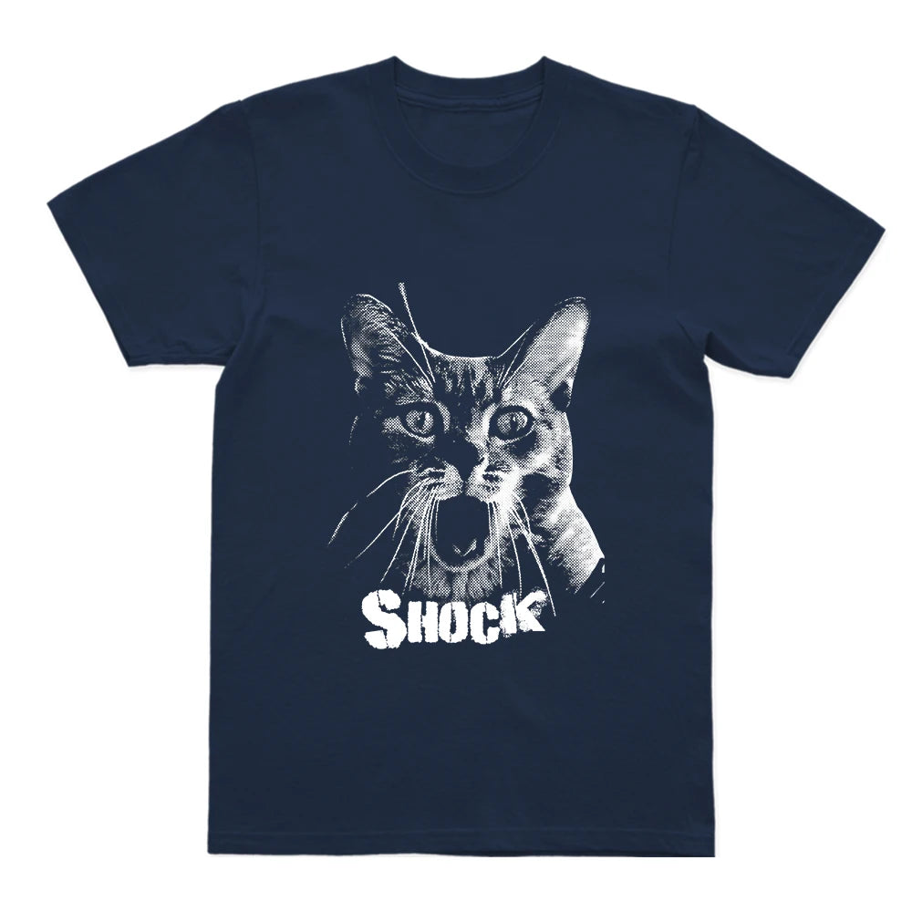 Shocked Cat Graphic T-Shirt | Funny "SHOCK" Cat Meme Tee | 100% Cotton Unisex