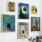 Masters & Cats Fine Art Canvas Print VI | Matisse Monet Van Gogh Inspired