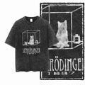 Schrödinger 1887 Cat T-Shirt | Vintage Physics Experiment Acid Wash Tee | Dark Academia Unisex
