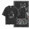 WHAT? Acid Wash Cat T-Shirt | Funny Cat Graphic Tee