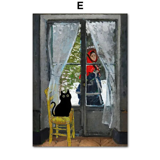 Masters & Cats Fine Art Canvas Print XII | Matisse Monet Van Gogh Inspired