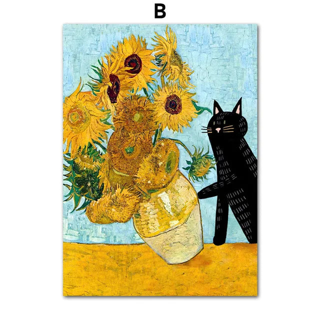 Masters & Cats Fine Art Canvas Print X | Matisse Monet Van Gogh Inspired