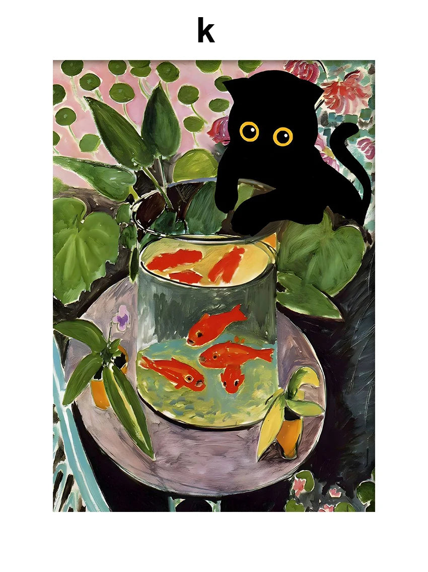 Masters & Cats Fine Art Canvas Print XI | Matisse Monet Van Gogh Inspired