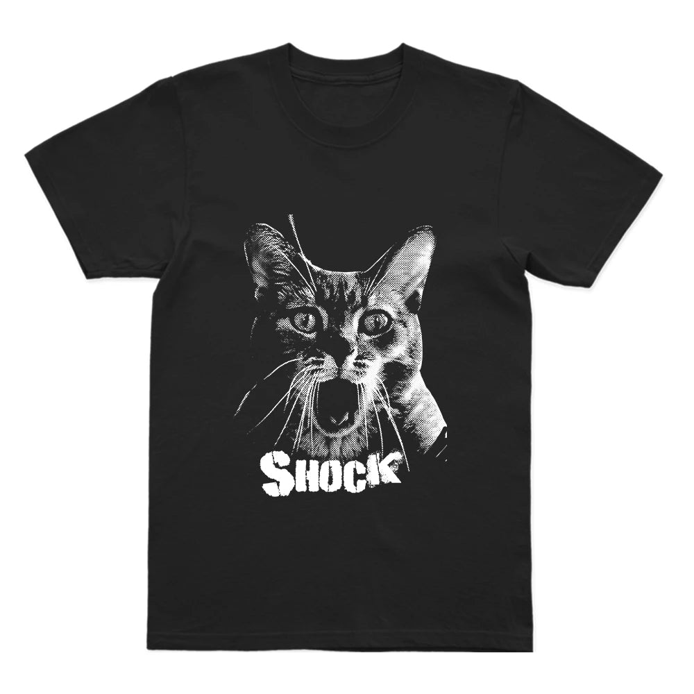 Shocked Cat Graphic T-Shirt | Funny "SHOCK" Cat Meme Tee | 100% Cotton Unisex