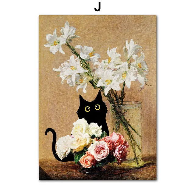 Masters & Cats Fine Art Canvas Print XII | Matisse Monet Van Gogh Inspired