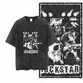Rockstar Cat Acid Wash T-Shirt | Cat Band on Stage Guitar Drums Graphic Tee | Vintage Rock Unisex