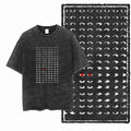 Cat Eyes Acid Wash T-Shirt | Creepy Glowing Red Eye Cat Pattern Graphic Tee | Dark Streetwear Unisex