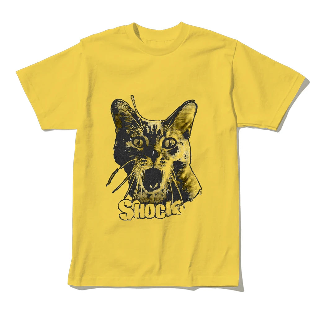 Shocked Cat Graphic T-Shirt | Funny "SHOCK" Cat Meme Tee | 100% Cotton Unisex