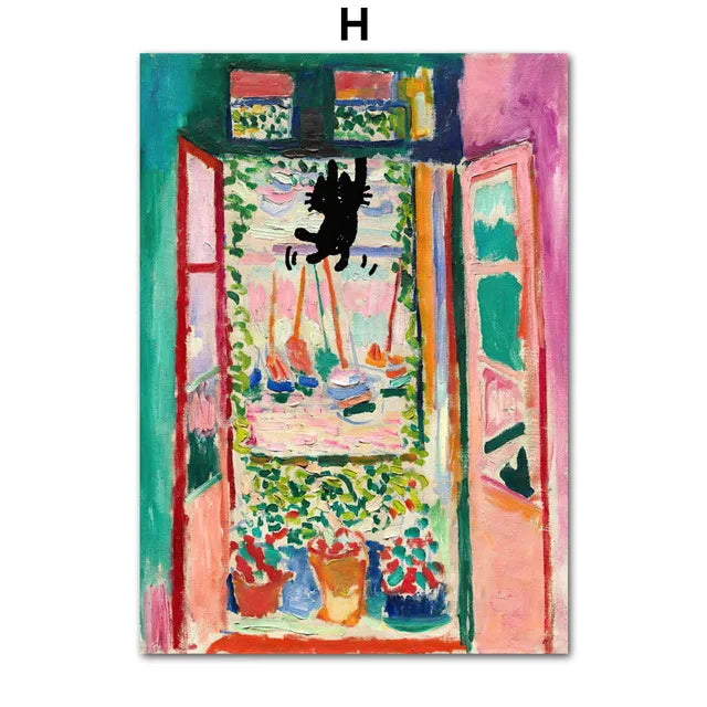 Masters & Cats Fine Art Canvas Print V | Matisse Monet Van Gogh Inspired