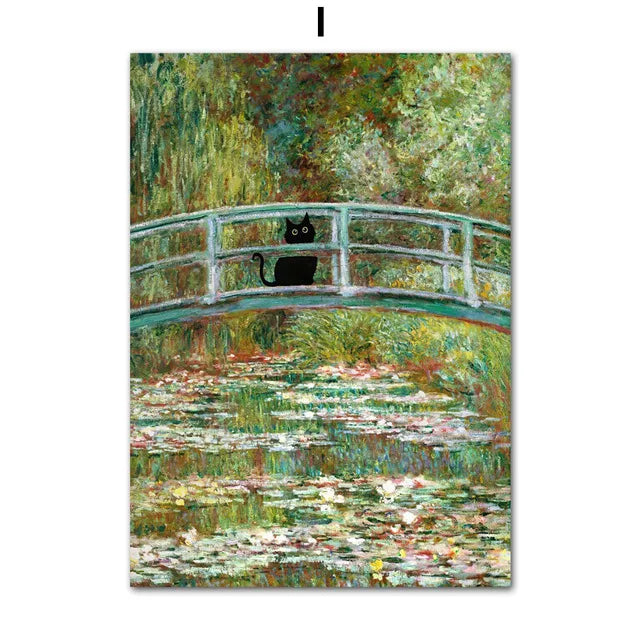 Masters & Cats Fine Art Canvas Print XII | Matisse Monet Van Gogh Inspired