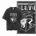 Schrödinger's Cat Acid Wash T-Shirt | Alive & Dead Physics Meme Graphic Tee | Vintage Streetwear Unisex