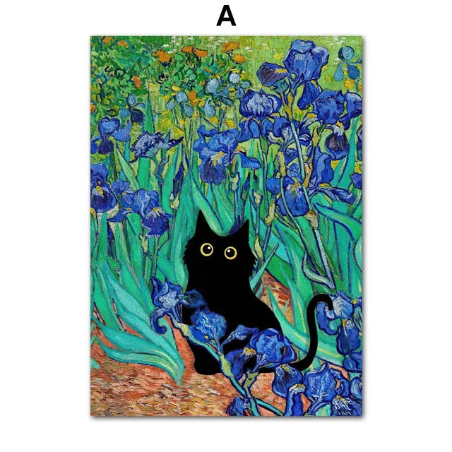 Masters & Cats Fine Art Canvas Print XII | Matisse Monet Van Gogh Inspired
